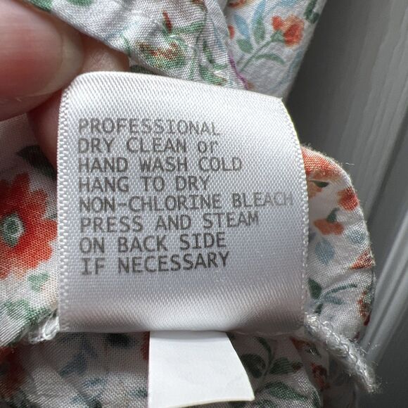 Rachel Roy Floral Peasant Blouse Smocked Women's Large Romantic Cottagecore - Picture 7 of 10